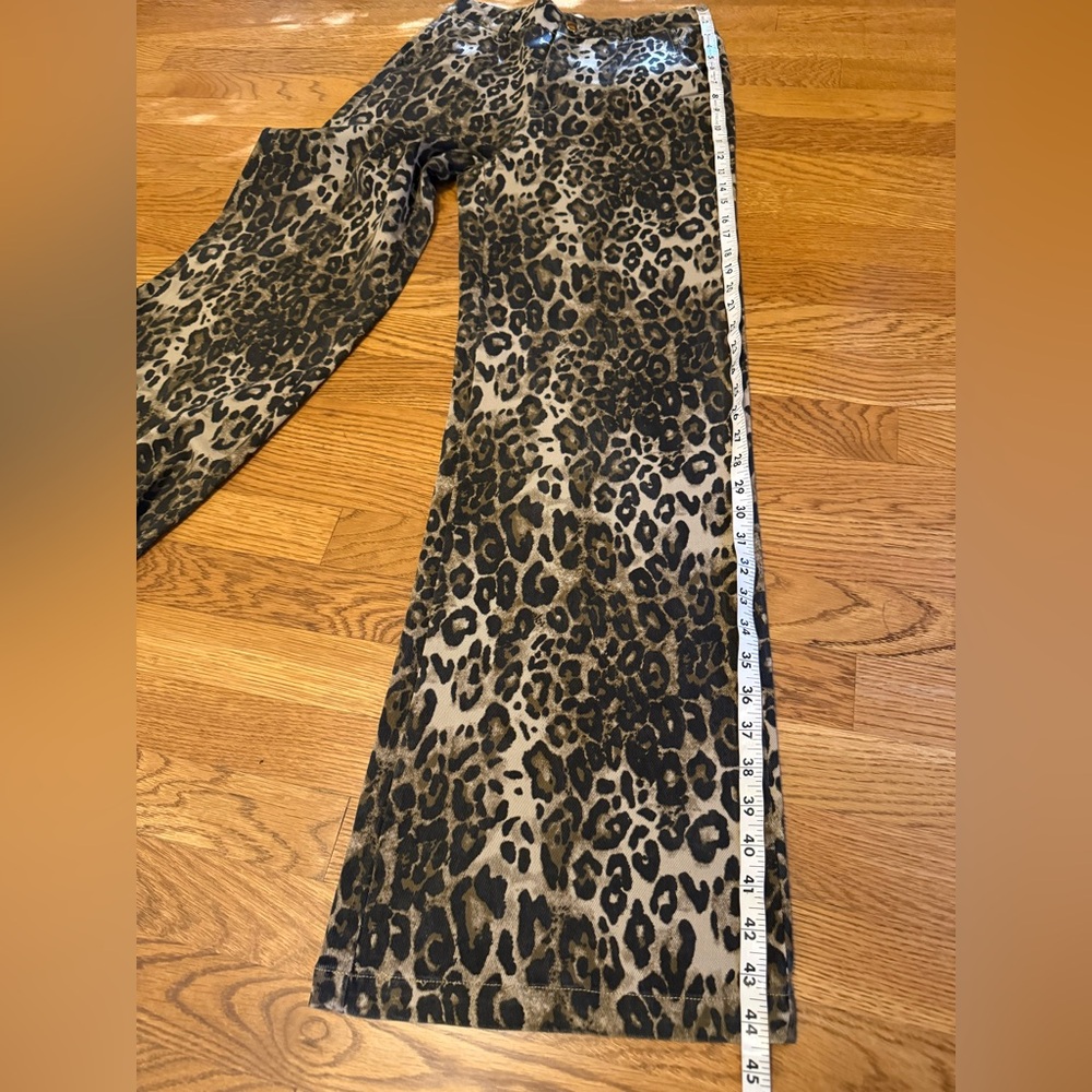 NWT high waist Leopard Print Wide Leg Pants size M - Picture 10 of 14